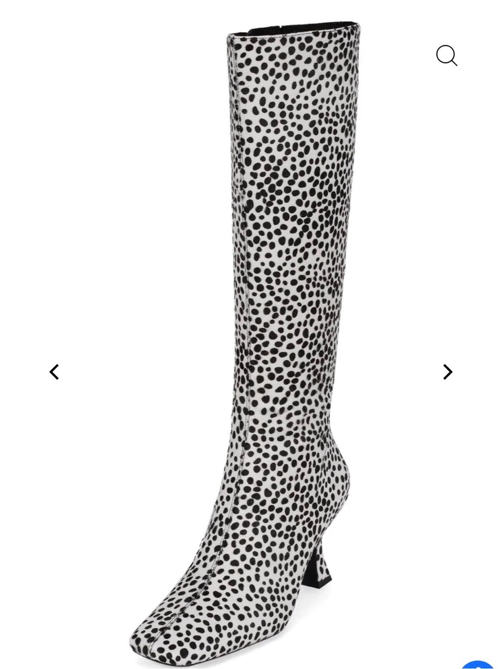 Jeffrey Campbell Black and White Spotted Knee-High Heeled Boots - Picture 2 of 5